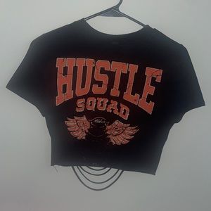 Cute black crop tee with cut detail